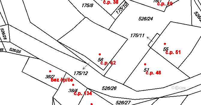 Čižice 52 na parcele st. 56 v KÚ Čižice, Katastrální mapa