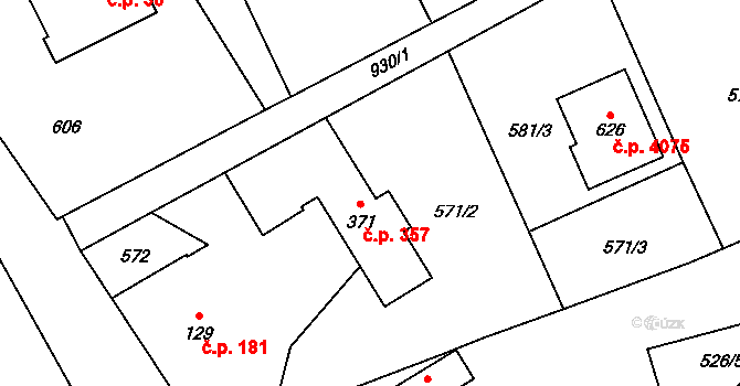 Kokonín 357, Jablonec nad Nisou na parcele st. 371 v KÚ Kokonín, Katastrální mapa