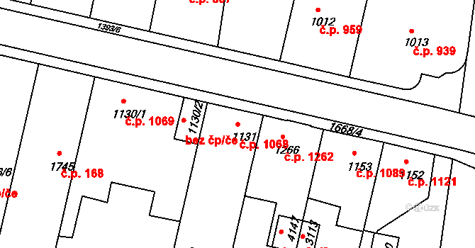 Nymburk 1068 na parcele st. 1131 v KÚ Nymburk, Katastrální mapa
