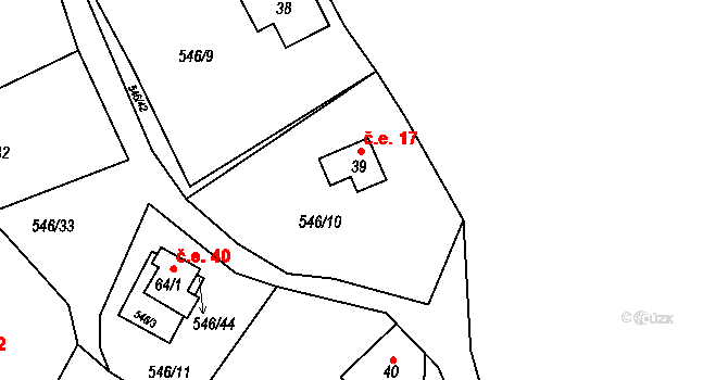 Beranovec 17, Suchá na parcele st. 39 v KÚ Beranovec, Katastrální mapa