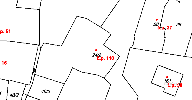 Libodřice 110 na parcele st. 24/2 v KÚ Libodřice, Katastrální mapa