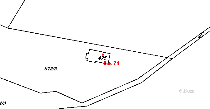 Všestary 71 na parcele st. 475 v KÚ Všestary u Říčan, Katastrální mapa