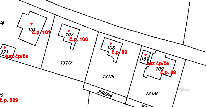 Drnovec 99, Cvikov na parcele st. 108 v KÚ Drnovec, Katastrální mapa