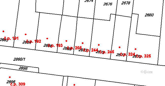 Mimoň I 244, Mimoň na parcele st. 2673 v KÚ Mimoň, Katastrální mapa