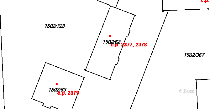 Tábor 2377,2378 na parcele st. 1502/62 v KÚ Tábor, Katastrální mapa