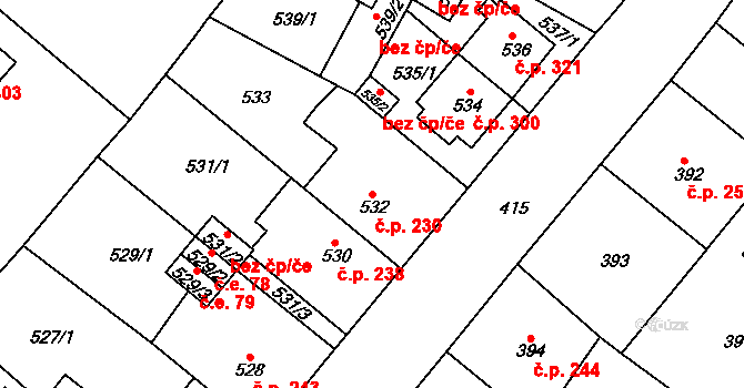Sobědruhy 230, Teplice na parcele st. 532 v KÚ Sobědruhy, Katastrální mapa