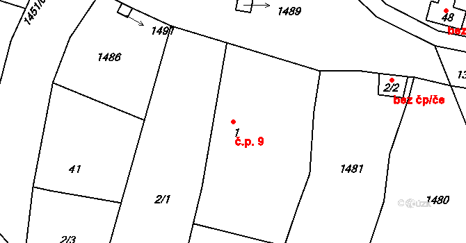 Pavlíkov 9, Třemešné na parcele st. 1 v KÚ Pavlíkov u Třemešného, Katastrální mapa