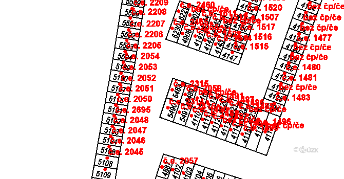 Cheb 2315 na parcele st. 5488 v KÚ Cheb, Katastrální mapa
