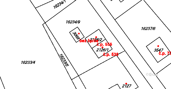 Huslenky 556 na parcele st. 2126/2 v KÚ Huslenky, Katastrální mapa