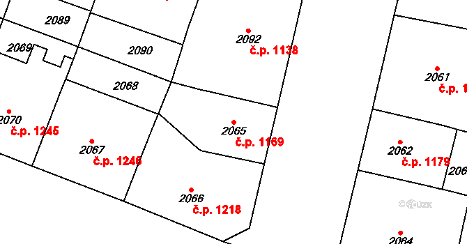Vinohrady 1169, Praha na parcele st. 2065 v KÚ Vinohrady, Katastrální mapa