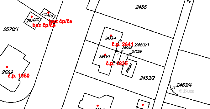 Smíchov 1835, Praha na parcele st. 2453/3 v KÚ Smíchov, Katastrální mapa