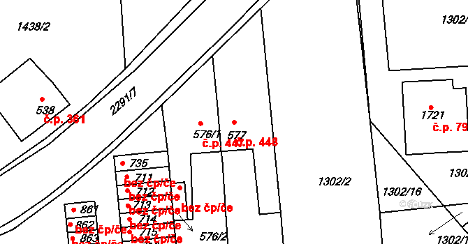 Rožmitál pod Třemšínem 448 na parcele st. 577 v KÚ Rožmitál pod Třemšínem, Katastrální mapa
