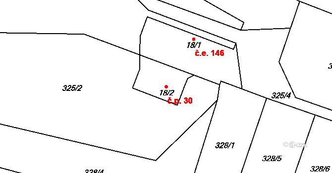 Žirecká Podstráň 30, Dvůr Králové nad Labem na parcele st. 18/2 v KÚ Žirecká Podstráň, Katastrální mapa