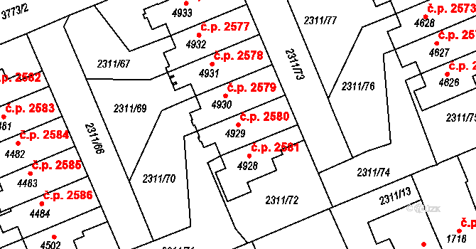 Dvůr Králové nad Labem 2580 na parcele st. 4929 v KÚ Dvůr Králové nad Labem, Katastrální mapa