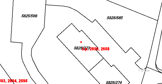Česká Lípa 2658,2659 na parcele st. 5825/273 v KÚ Česká Lípa, Katastrální mapa