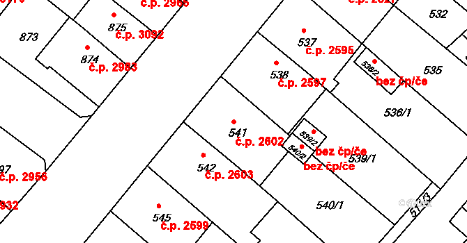 Chomutov 2602 na parcele st. 541 v KÚ Chomutov II, Katastrální mapa