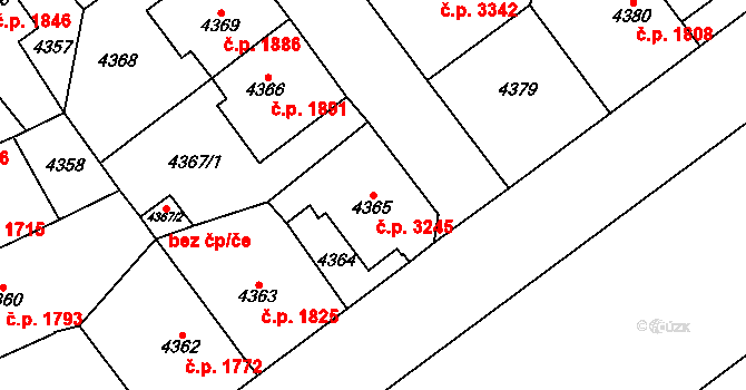 Chomutov 3245 na parcele st. 4365 v KÚ Chomutov I, Katastrální mapa