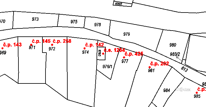 Kuřim 1264 na parcele st. 976/2 v KÚ Kuřim, Katastrální mapa