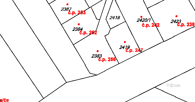 Předměstí 256, Opava na parcele st. 2383 v KÚ Opava-Předměstí, Katastrální mapa
