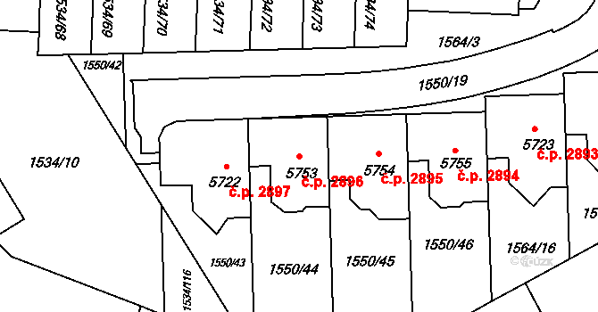 Šumperk 2896 na parcele st. 5753 v KÚ Šumperk, Katastrální mapa