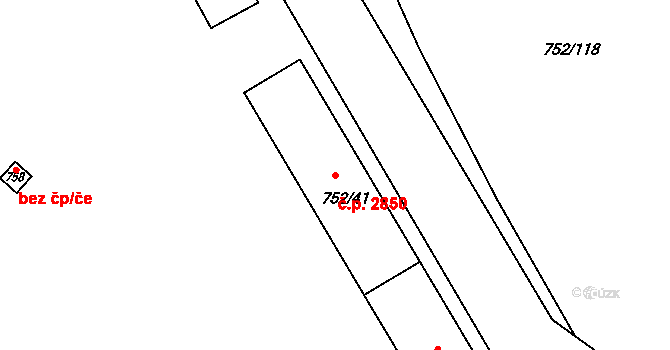 Předměstí 2850, Opava na parcele st. 752/41 v KÚ Opava-Předměstí, Katastrální mapa