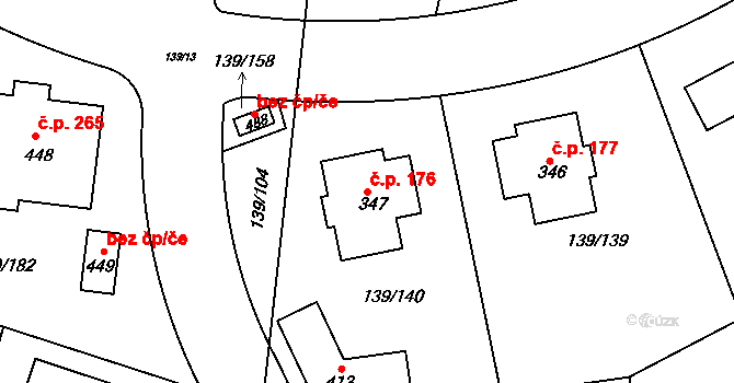 Trnová 176 na parcele st. 347 v KÚ Trnová u Jíloviště, Katastrální mapa