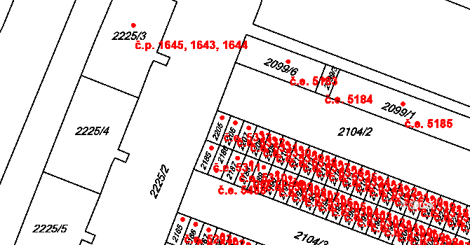 Kadaň 5332 na parcele st. 2206 v KÚ Kadaň, Katastrální mapa