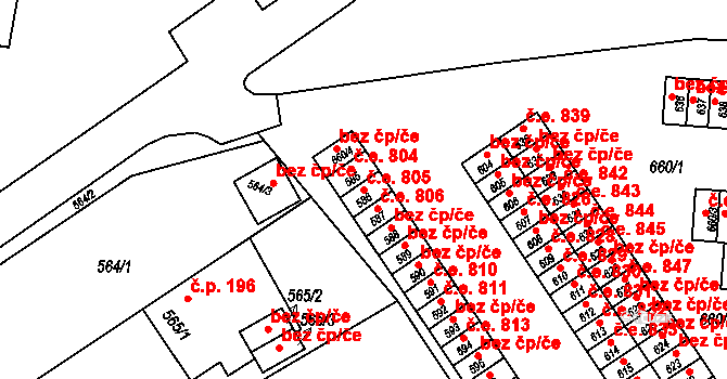 Kopřivnice 805 na parcele st. 586 v KÚ Kopřivnice, Katastrální mapa