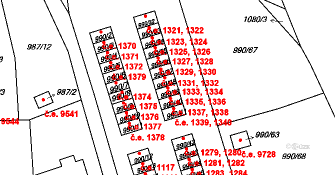 Děčín III-Staré Město 1335,1336, Děčín na parcele st. 990/39 v KÚ Děčín-Staré Město, Katastrální mapa