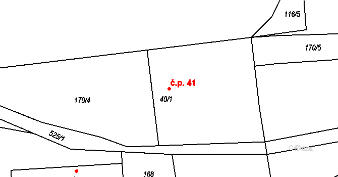 Bošovice 41, Čížová na parcele st. 40/1 v KÚ Bošovice u Čížové, Katastrální mapa
