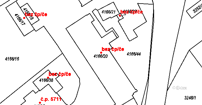 Chomutov 39094952 na parcele st. 4166/20 v KÚ Chomutov I, Katastrální mapa