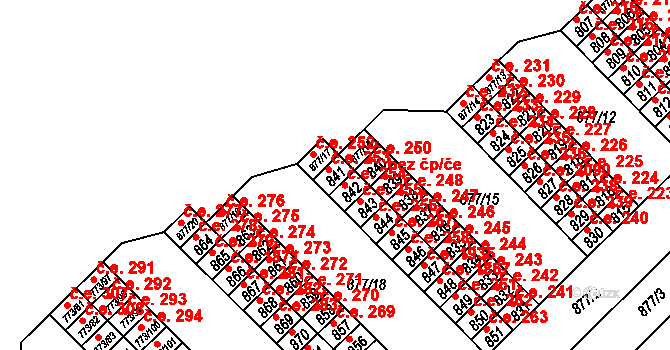 Brno 39476952 na parcele st. 841 v KÚ Lesná, Katastrální mapa