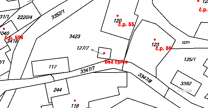 Písek 40204952 na parcele st. 127/7 v KÚ Písek u Jablunkova, Katastrální mapa