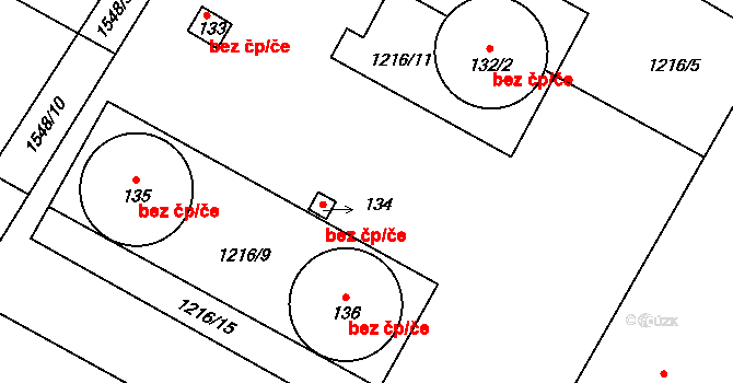 Vrbice 41118952 na parcele st. 134 v KÚ Vrbice u Roudnice nad Labem, Katastrální mapa