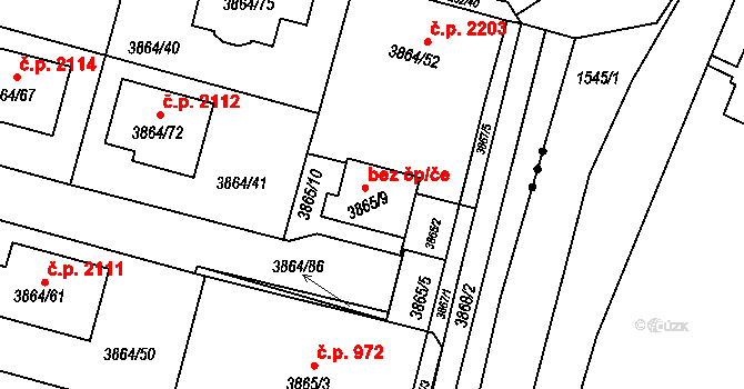 Litoměřice 42160952 na parcele st. 3865/9 v KÚ Litoměřice, Katastrální mapa