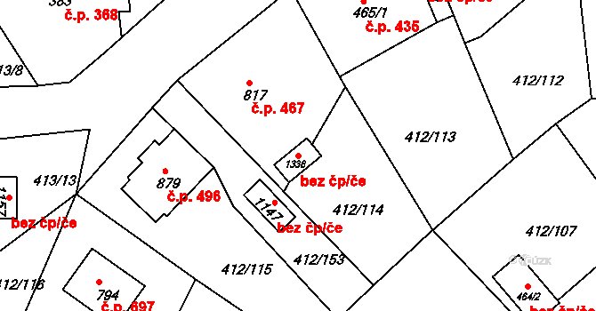 Šťáhlavy 42403952 na parcele st. 1338 v KÚ Šťáhlavy, Katastrální mapa