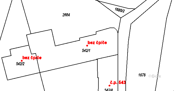 Vrchlabí 42600952 na parcele st. 542/1 v KÚ Vrchlabí, Katastrální mapa