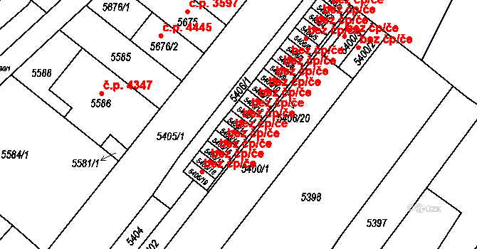 Brno 42617952 na parcele st. 5406/14 v KÚ Židenice, Katastrální mapa