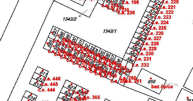 Háje 241, Cheb na parcele st. 604 v KÚ Háje u Chebu, Katastrální mapa