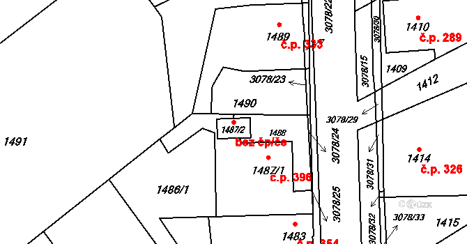 Ostrava 43948952 na parcele st. 1487/2 v KÚ Svinov, Katastrální mapa