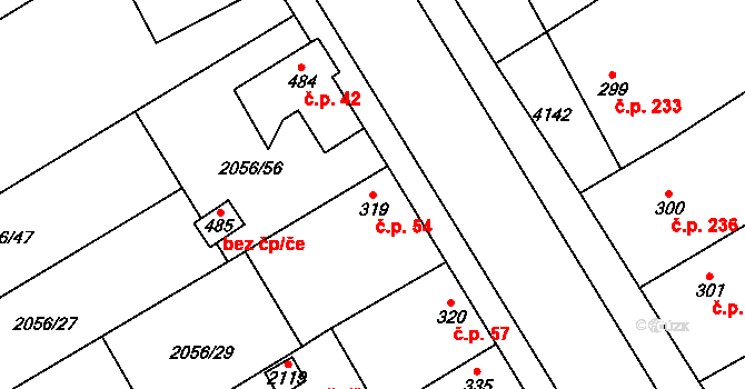 Brankovice 54 na parcele st. 319 v KÚ Brankovice, Katastrální mapa