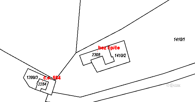 Mariánské Lázně 44654952 na parcele st. 2308 v KÚ Úšovice, Katastrální mapa