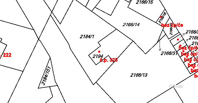 Předměstí 325, Opava na parcele st. 2194 v KÚ Opava-Předměstí, Katastrální mapa