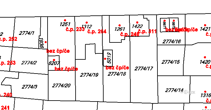 Klatovy 45209952 na parcele st. 5019 v KÚ Klatovy, Katastrální mapa