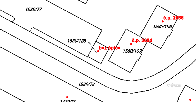 Tábor 48143952 na parcele st. 1580/125 v KÚ Tábor, Katastrální mapa