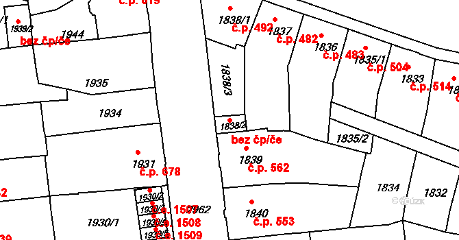 Děčín 50011952 na parcele st. 1838/2 v KÚ Děčín, Katastrální mapa