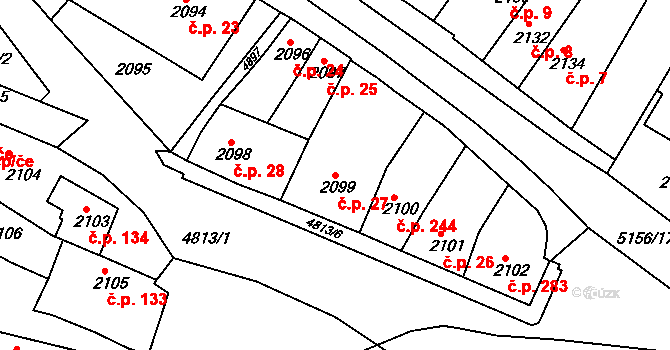 Pražské Předměstí 27, Vysoké Mýto na parcele st. 2099 v KÚ Vysoké Mýto, Katastrální mapa