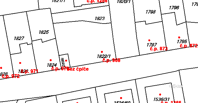 Třešť 968 na parcele st. 1822/1 v KÚ Třešť, Katastrální mapa