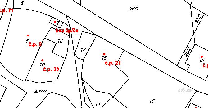Beroun-Zdejcina 21, Beroun na parcele st. 15 v KÚ Zdejcina, Katastrální mapa