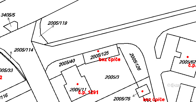 Pelhřimov 81735952 na parcele st. 2005/125 v KÚ Pelhřimov, Katastrální mapa